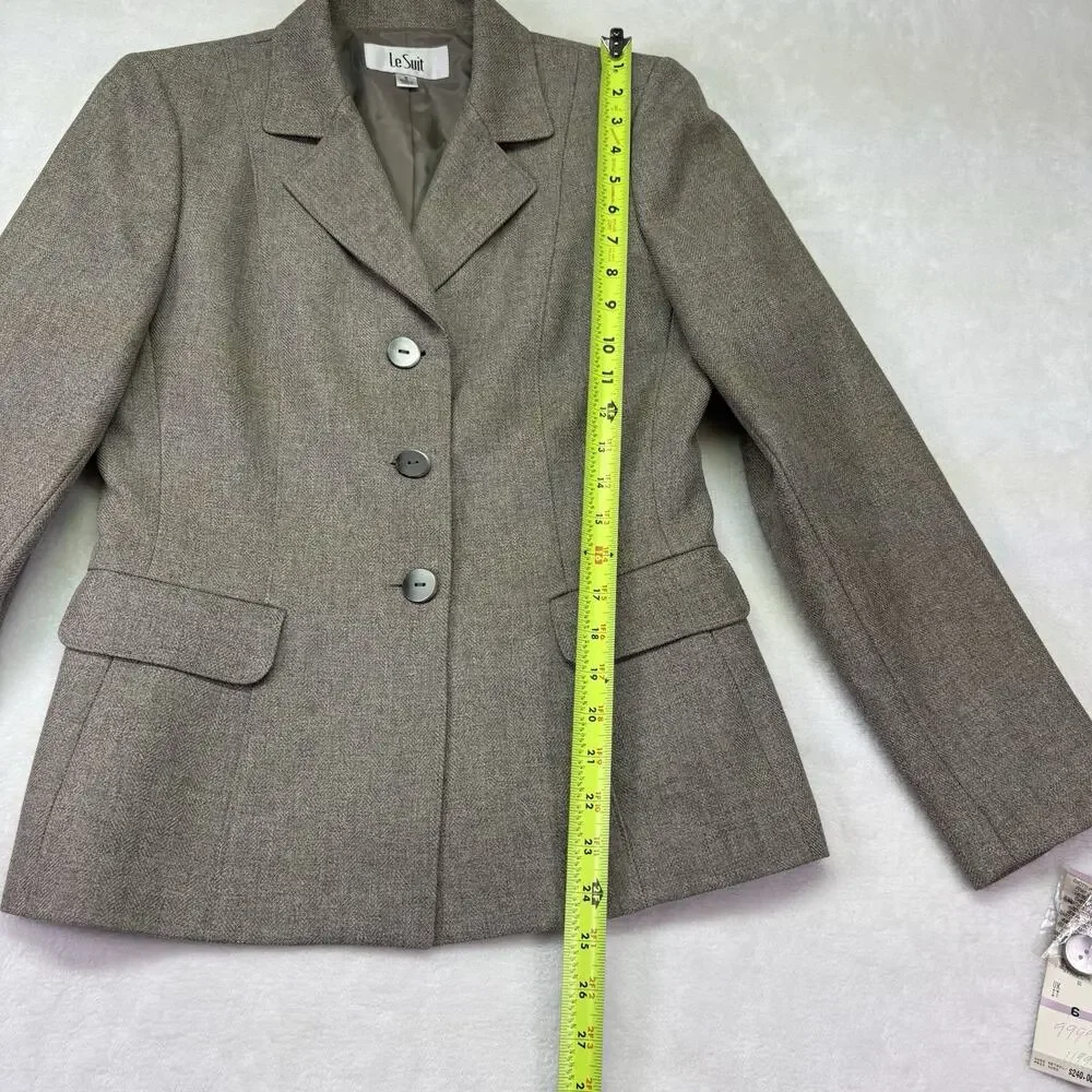 Le Suit Skirt Suit - Blazer Jacket & Skirt Brown Tweed NWT Size 6